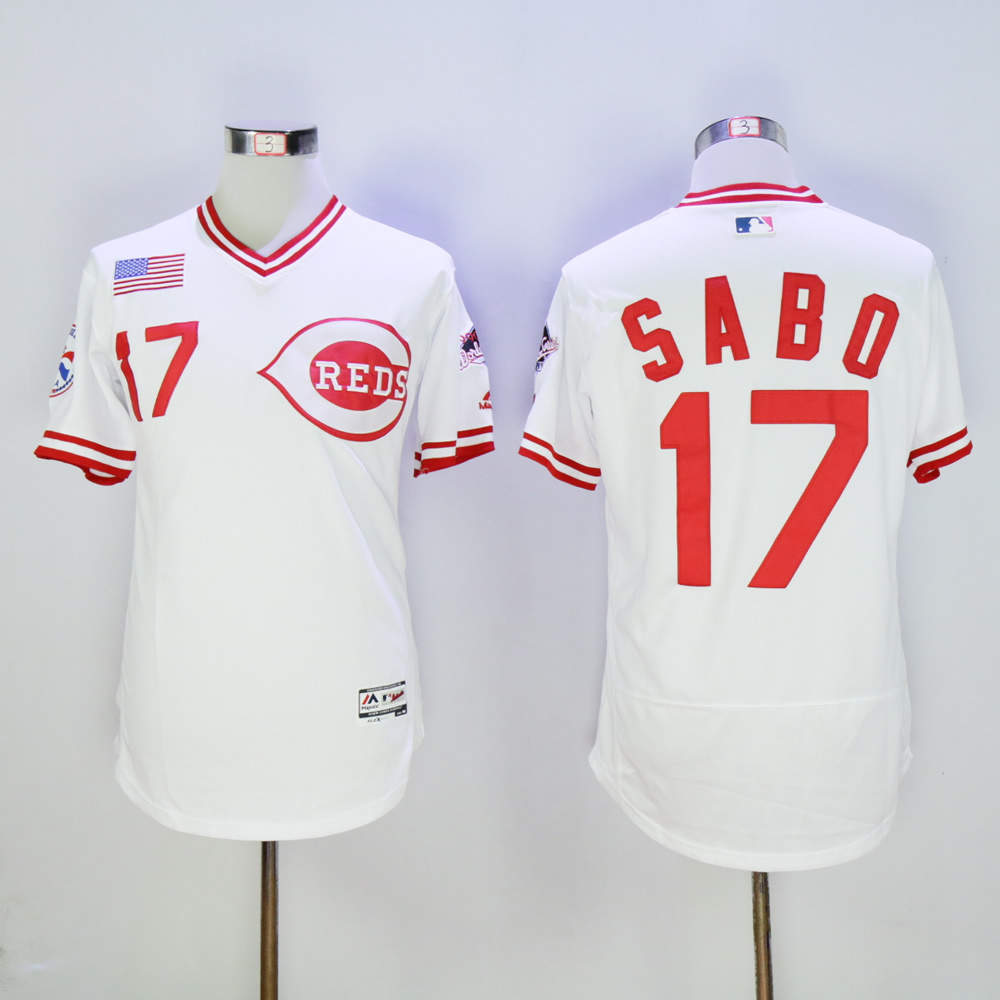 Men MLB Cincinnati Reds #17 Sabo white Throwback 1976 jerseys->cincinnati reds->MLB Jersey